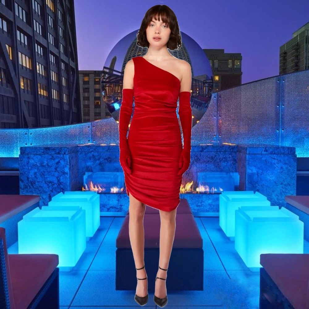 Elegant Red One-Shoulder Dress
